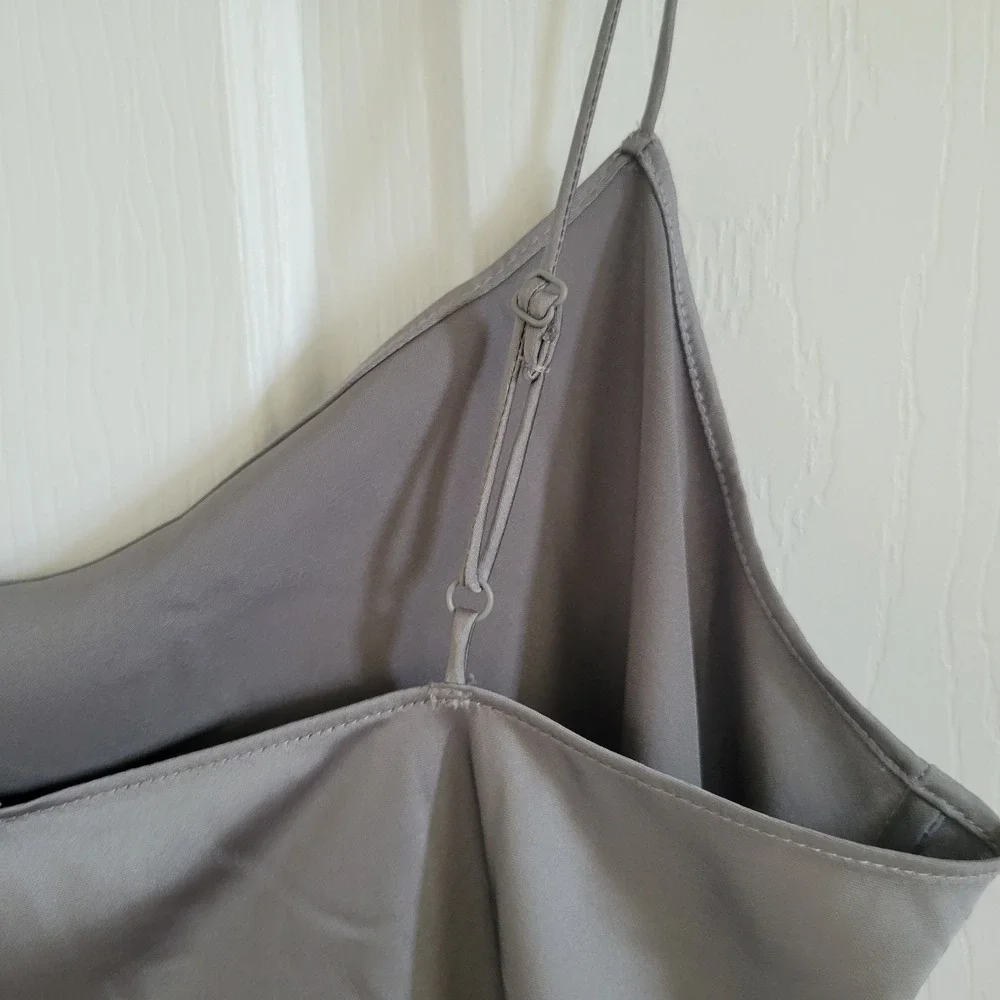 J.Crew Women's Gwyneth Slip Dress in Luster Charmeuse Midi Silver Dress 10 NWT - Picture 6 of 7
